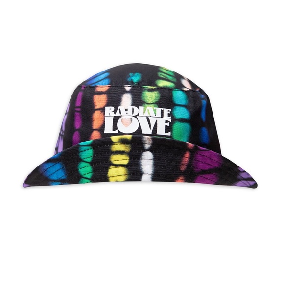 Justice Brand Child Girls/Boys Black Tie-Dye Bucket Hat, Radiate Love - Picture 11 of 12